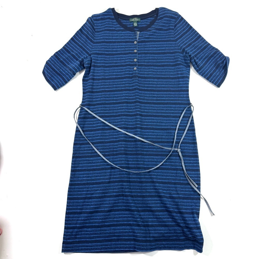 LRL Ralph Lauren Henley Stripe Shirt Dress Blue